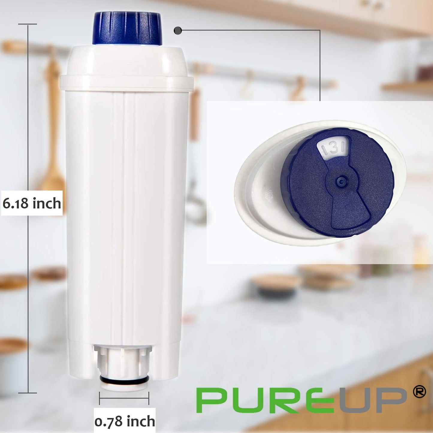 PUREUP 2 packs Water Filter Compatible with Longhi Filter DLSC002 ECAM, ETAM, DLS C002, EC680, EC800, Water Filter Cartridges Activated Carbon Softener