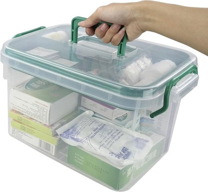 Family First Aid Box - Clear Storage Container for Organizing Medications | 1-Pack