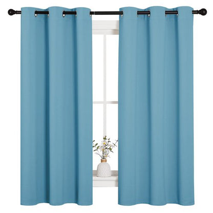 NICETOWN Window Treatment Thermal Insulated Solid Grommet Room Darkening Curtains/Drapes for Bedroom (Set of 2 Panels, 42 by 63 inches Long, Teal Blue=Light Blue)