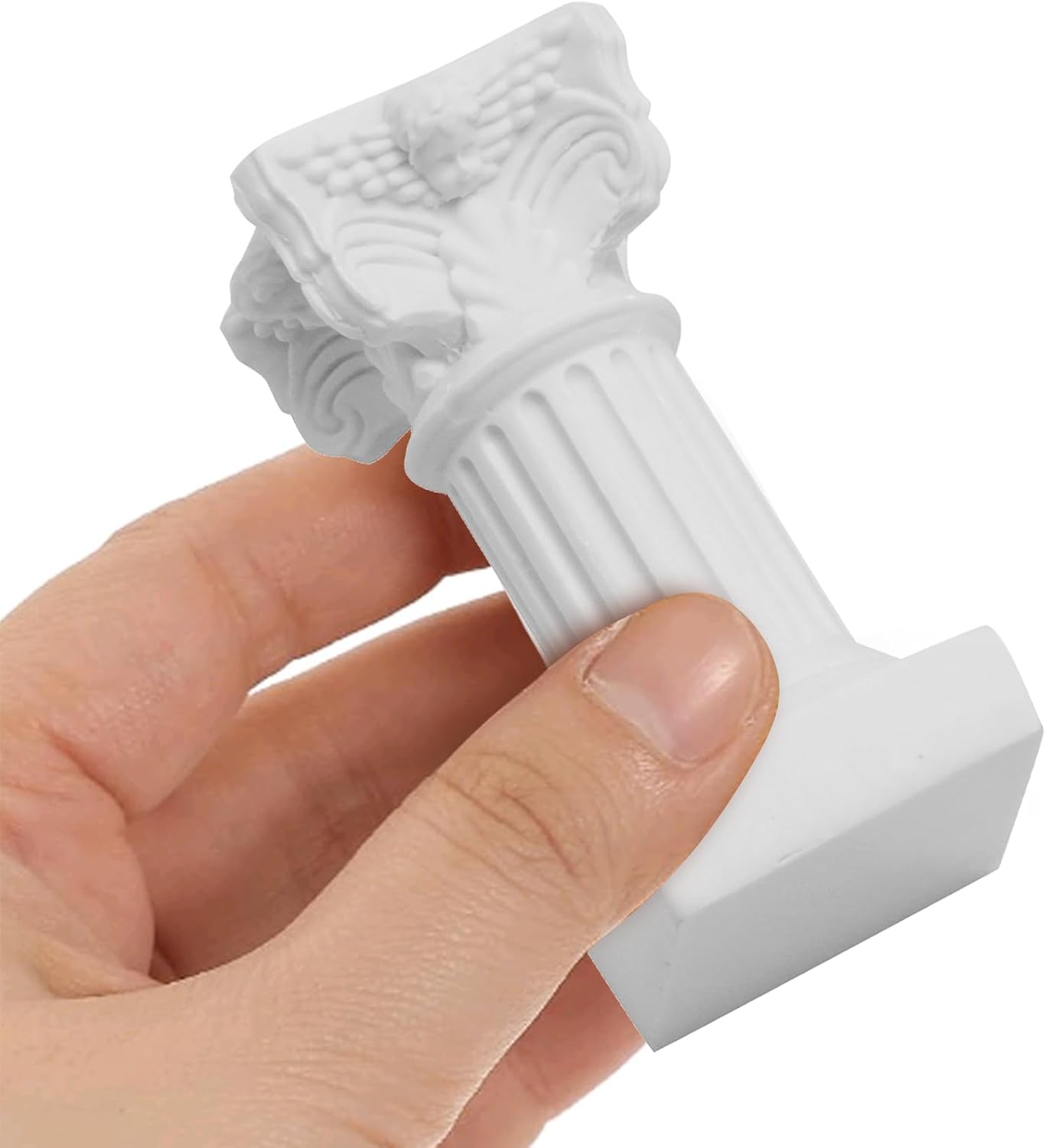 Saihisday Mini Roman Pillar Candle Holders - 4Pcs White Resin Greek Column Decor for Weddings & Table Accents