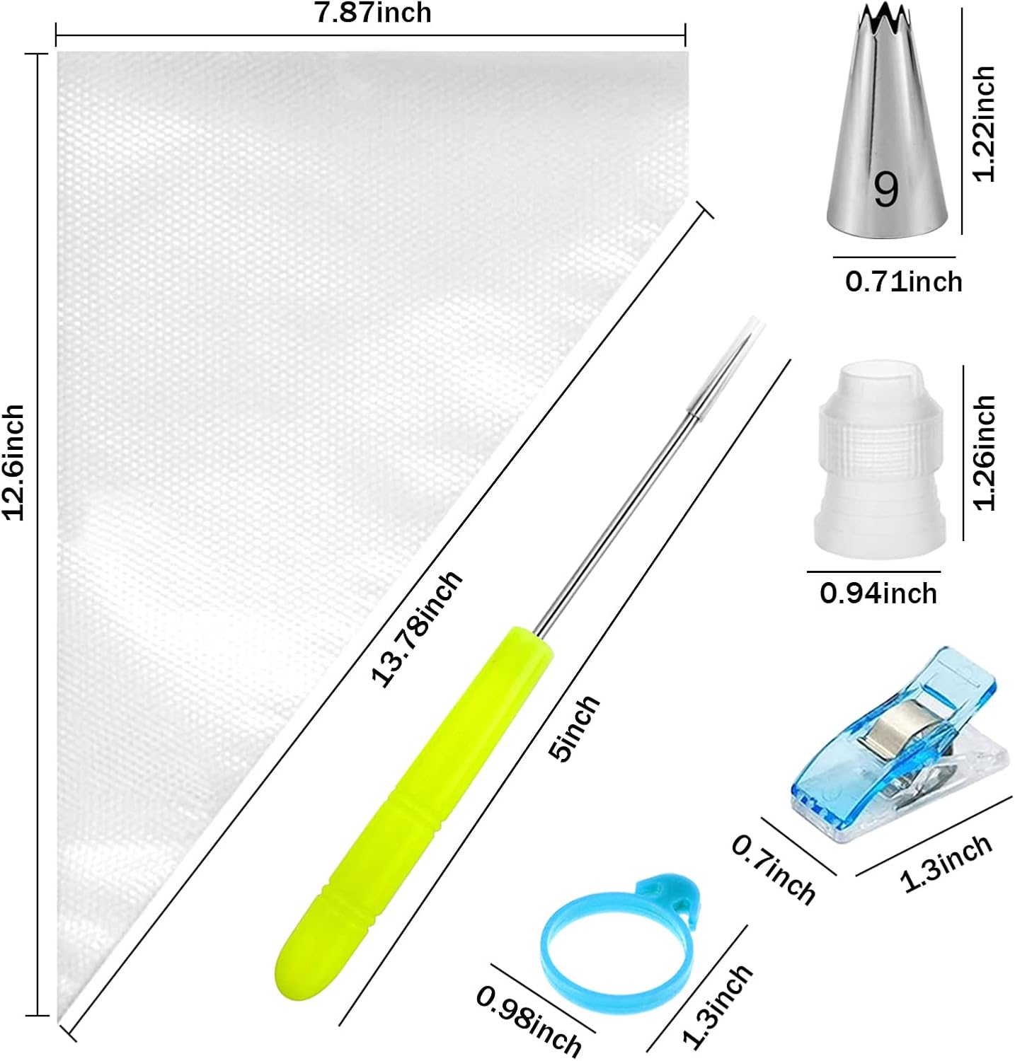 Wilton Piping Bags and Tips Set - 100 Disposable 12-Inch Bags with 7 Frosting Tips & Accessories