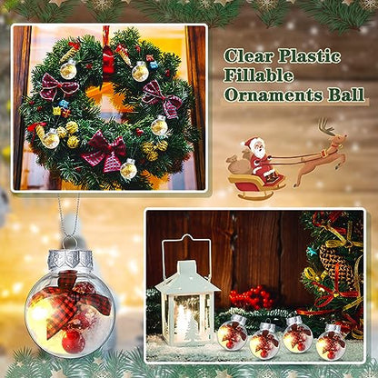 100 Clear Plastic Christmas Ornament Balls 1.96 Inch Fillable Decorations