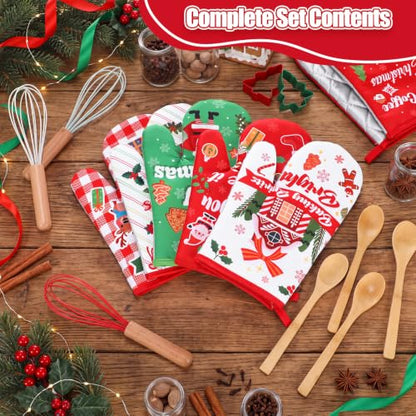 Christmas Oven Mitt Set - Classic Holiday Baking Gift Pack with 12 Styles