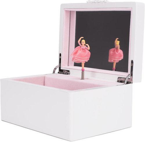 Cottage Garden Musical Jewelry Box - Ballerina White & Gold Tone | 7-Inch Plays Sugar Plum Fairy Tune