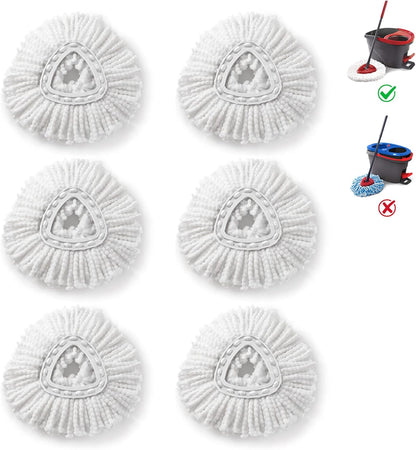 O-Cedar Microfiber Mop Head Replacements - Easy Cleaning Refills | 6 Pack, White