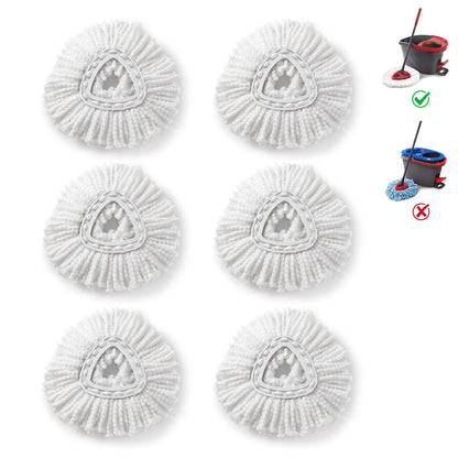 Mop Heads Replacements for O-Ceda Easy Wrin Spin System, Microfiber Refills, Easy Cleaning Mop Head Replacement White 6 Pack