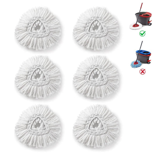 Mop Heads Replacements for O-Ceda Easy Wrin Spin System, Microfiber Refills, Easy Cleaning Mop Head Replacement White 6 Pack
