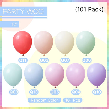 PartyWoo Pastel Rainbow Balloons - 101pcs 12 Inch Latex for Baby Showers, Engagements & Birthdays