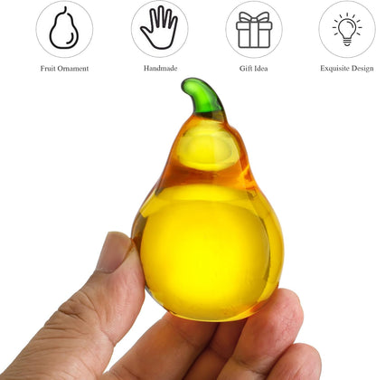 Skiennix Crystal Pear Figurines - Elegant Glass Fruit Decor for Office Tabletop Centerpiece | Perfect Gift for Mum