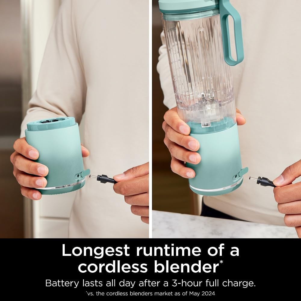 Ninja BC251MT Blast Max Personal Cordless Blender - Smoothies & Ice Crush, 22 oz Sea Glass - Certified Refurbished