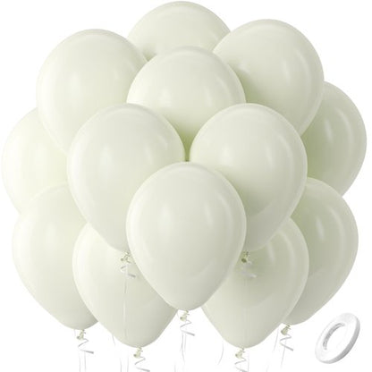 Bezente Beige Balloons Latex Party Balloons - 100 Pack 12 inch Round Helium Cream Ivory White Balloons for Wedding Birthday Gender Reveal Easter Tea Boho Decorations