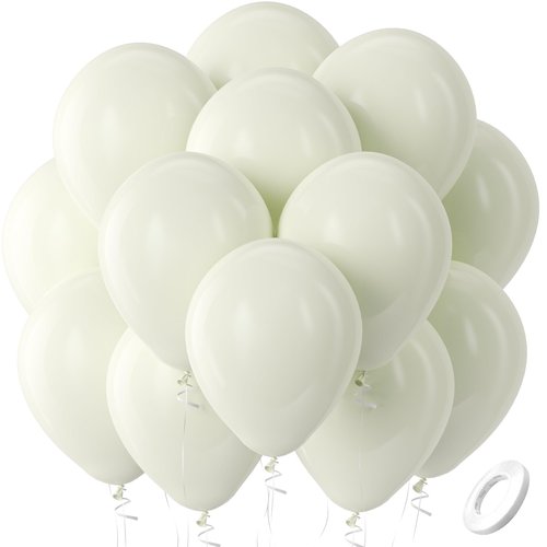 Bezente Beige Balloons Latex Party Balloons - 100 Pack 12 inch Round Helium Cream Ivory White Balloons for Wedding Birthday Gender Reveal Easter Tea Boho Decorations