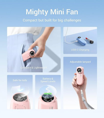 Diveblues TurboBear Portable Handheld Fan - 5-Speed Rechargeable Mini Travel Fan | Cute Gift for Women