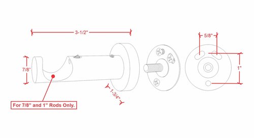 Ivilon Ceiling or Wall Mount Curtain Rod Brackets Holders for Curtain Rods of 7/8 and 1 Inch Diameter. Set of 2. Color Black