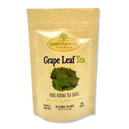 Grape Leaf Tea - Pure Herbal Tea Series by Palm Beach Herbals (30 Tea Bags) 100% Natural