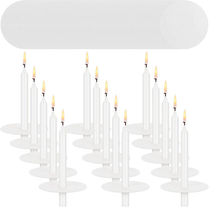 MTLEE Church Candles - 150 Set with Drip Protectors | Unscented White Pillar Candles for Vigil Services, 0.47" D x 4.72" H