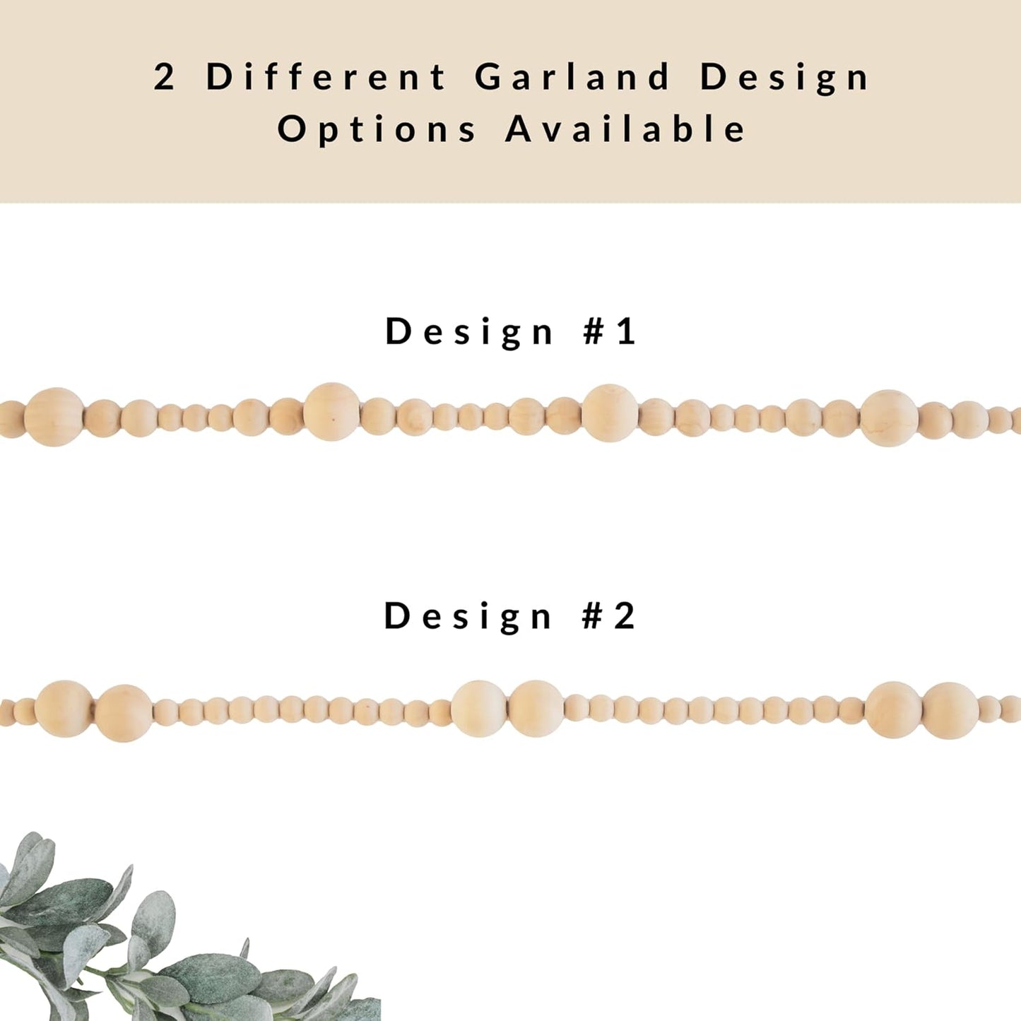 Skiennix 7ft Wooden Bead Garland - Rustic Holiday Decor for Christmas Tree | Natural Wood 2-Ball Design
