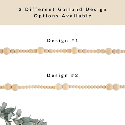 Skiennix 7ft Wooden Bead Garland - Rustic Holiday Decor for Christmas Tree | Natural Wood 2-Ball Design