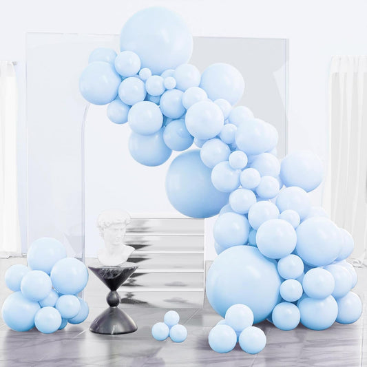 PartyWoo Baby Blue Balloons - 123-Piece Balloon Arch Kit | Various Sizes for Graduation & Baby Showers