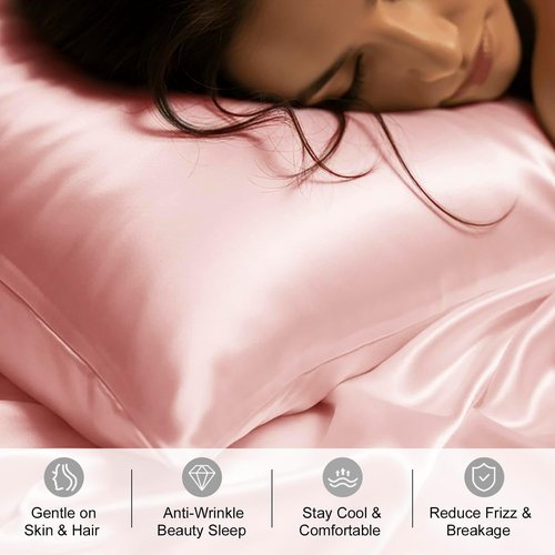 DAISYSILK 100% Mulberry Silk Pillowcase - Luxurious 22 Momme Cover for Hair & Skin - Soft Pink, Standard 20''×26''