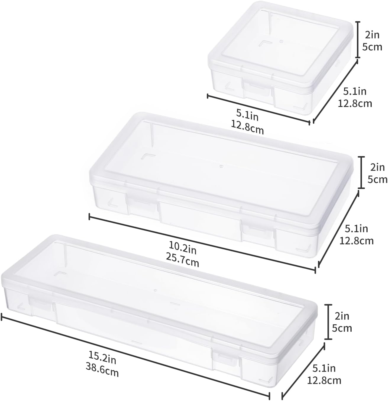 Novelinks Clear Storage Containers - Stackable Organizers with Lids for Crafts | 3 Small, 3 Medium, 3 Large
