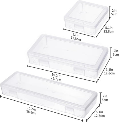 Novelinks Clear Storage Containers - Stackable Organizers with Lids for Crafts | 3 Small, 3 Medium, 3 Large
