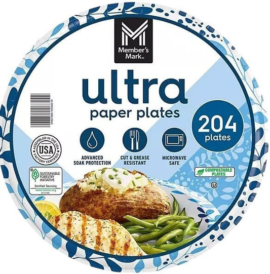 Ultra Dinner Paper Plates - 10-Inch Size | 204 Count for Effortless Entertaining