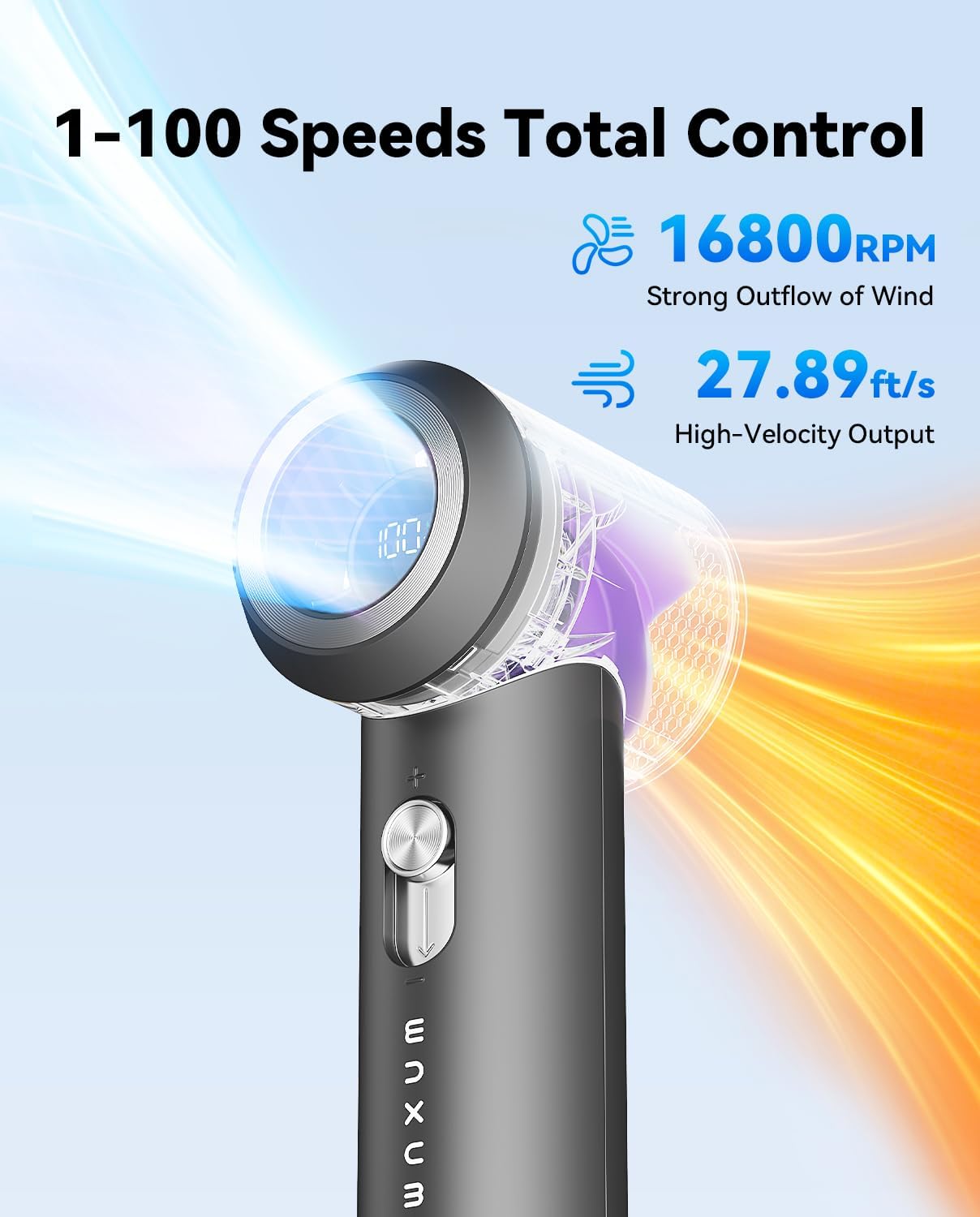MUXNW Portable Mini Fan - Handheld Rechargeable USB Fan for Travel | High-Speed Cooling in Gray