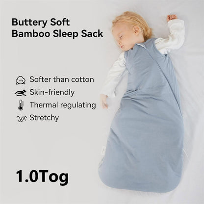 BubblePanda Bamboo Sleep Sack - Soft 1.0 Tog Toddler Sleeping Bag for 6-12 Months | 2-Way Zipper