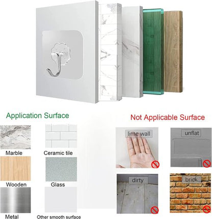 Adove Adhesive Hooks - Heavy Duty 20 Pack, Removable Transparent Wall & Ceiling Hooks, 22lb Max Capacity