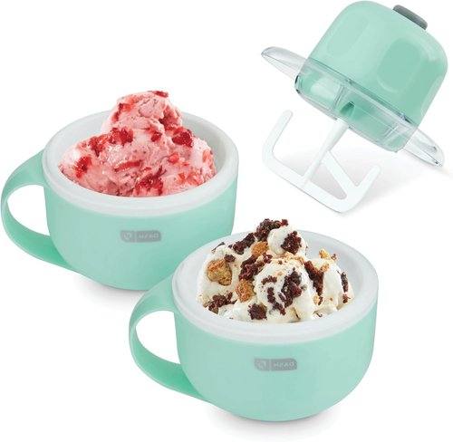 Dash My Mug Ice Cream Maker - Create Delicious Gelato, Frozen Yogurt & Sorbet - Easy Clean, Aqua, 2 Bowls