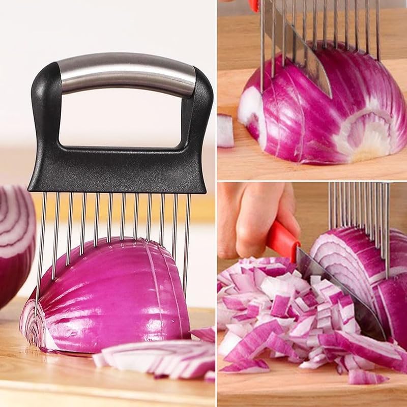 Skiennix Onion Holder - Stainless Steel Vegetable Cutter for Easy Slicing of Fruits & Veggies