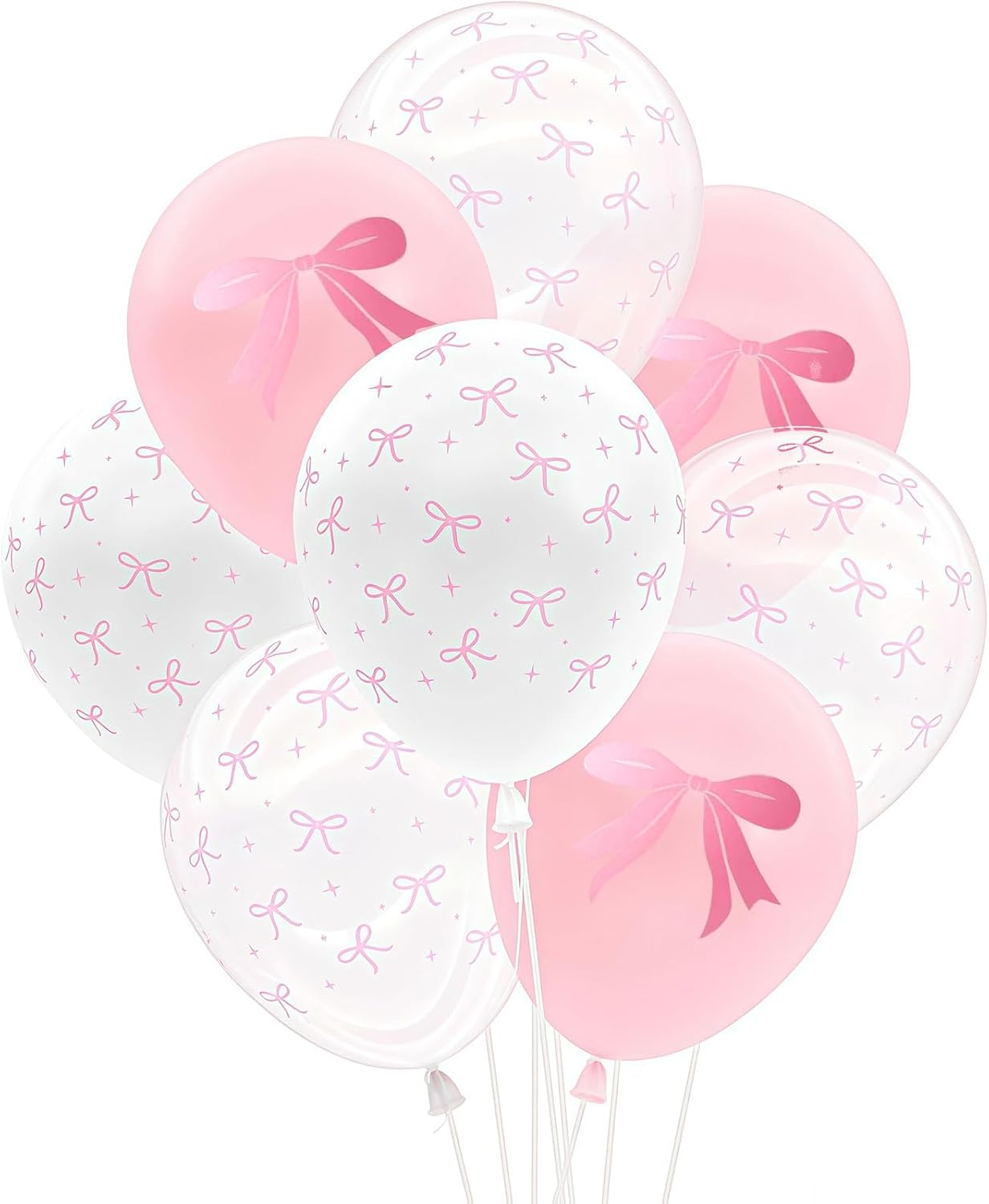 Skiennix Pink Bow Balloons - 35PCS Light Pastel Pink & Clear Latex Balloons for Weddings & Parties