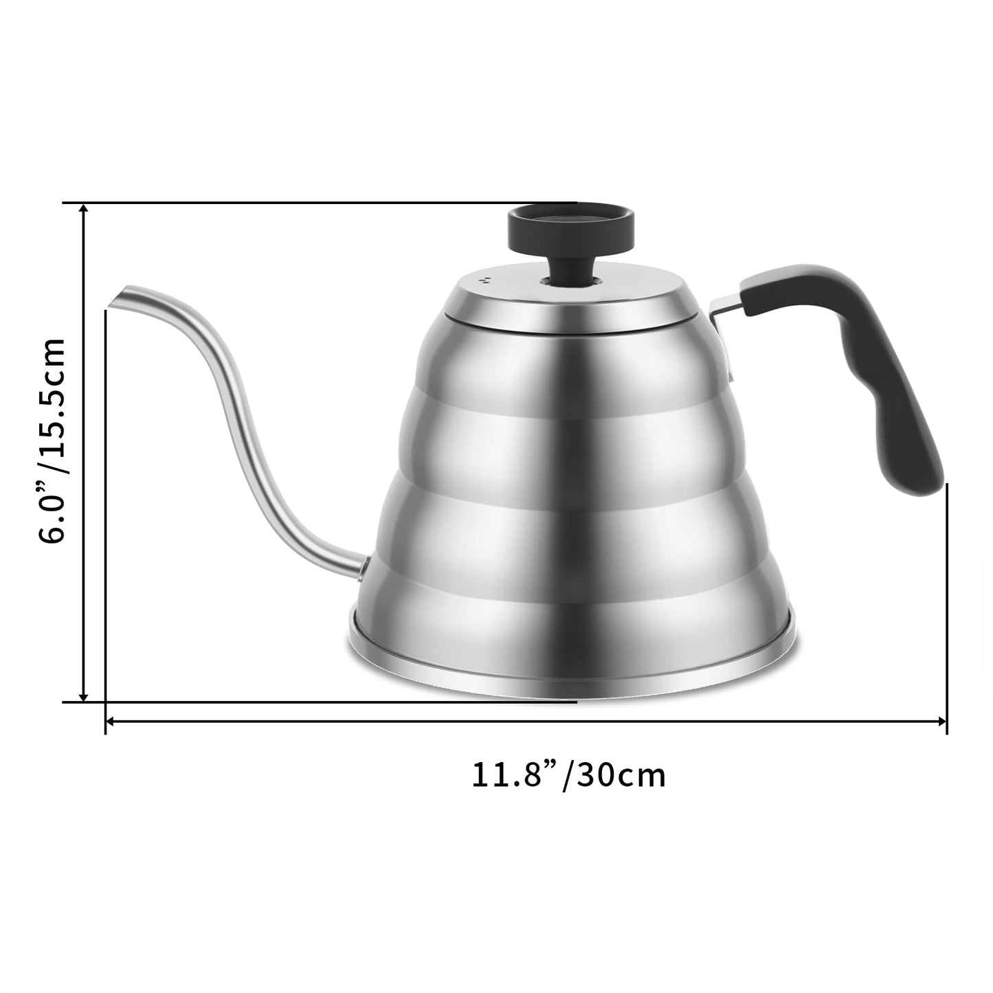 Stainless Steel Pour Over Coffee & Tea Kettle with Thermometer for Gooseneck Spout Pot Stovetop Teapot, Induction and all Stovetops for Camping, Home & Kitchen, Brushed Finish, 1.2 Liter, 40 fl oz