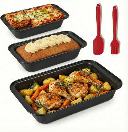 Skiennix Nonstick Baking Sheet Pan Set - 3-Piece Stackable Bakeware, Rust & Warp Resistant, Easy Clean