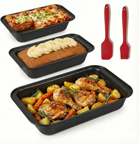 Skiennix Nonstick Baking Sheet Pan Set - 3-Piece Stackable Bakeware, Rust & Warp Resistant, Easy Clean