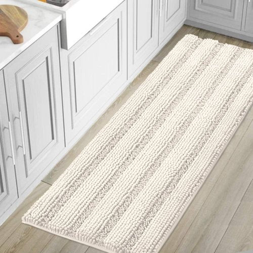 H.VERSAILTEX Bathroom Rugs Bath Mat Runner Rug Non Slip Kitchen Rug Extra Long Bath Rug Runners Oversized 59" x 20" Absorbent Washable Dry Fast Plush Area Rug for Bathroom/Bedroom - Ivory