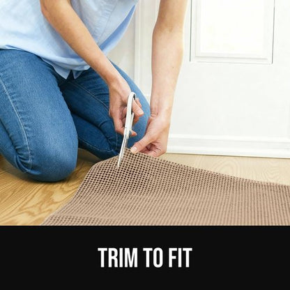 GORILLA GRIP Premium Dual Sided Extra Thick Rug Gripper Pad for Hardwood Floors, Breathable Slip Resistant Pad Grips Under Carpet Area Rugs for Hard Surface Floor Protection, Easy Trim Mats, 2x3 Beige