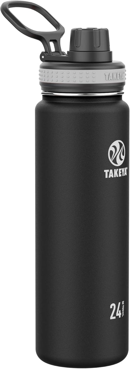 Takeya Originals Vacuum-Insulated Water Bottle - 24oz Stainless Steel, Sleek Black Finish