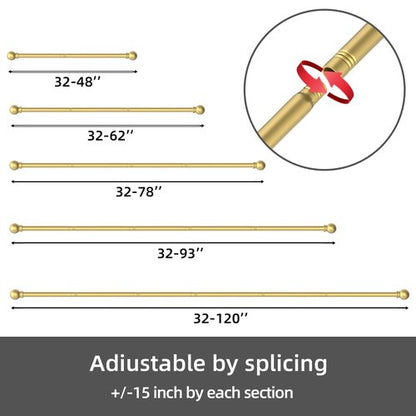 GXOACKJ 2 Pack Gold Curtain Rods for windows 32 to 48 inch, 5/8 inch Splicing Heavy Duty Metal Curtain Rod Set with Brackets