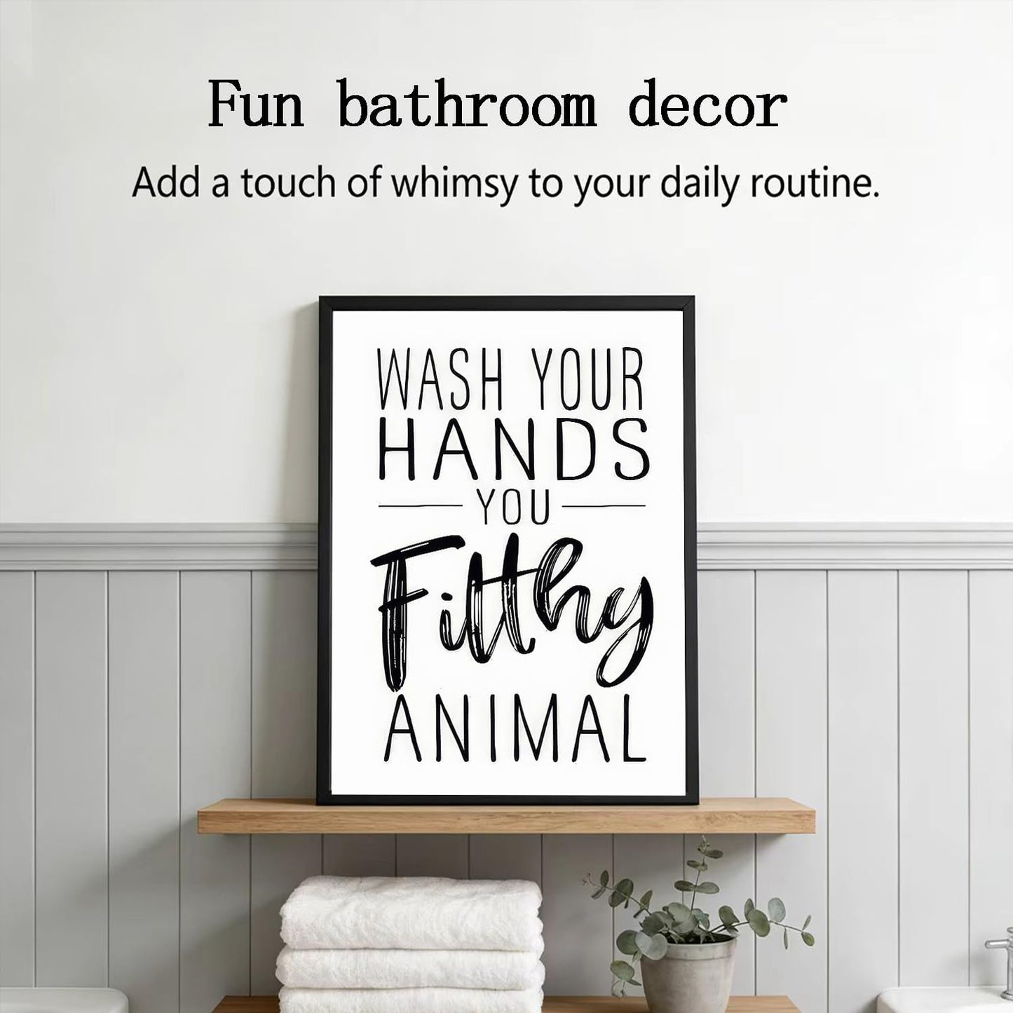 XRNDUYZP Black and White Bathroom Canvas Wall Art - Funny Quotes Poster Print for Kids' Washroom | 8x10 in