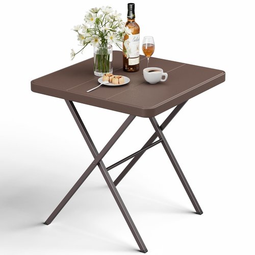 FurniEdge Folding Table, Portable Square Foldable Table No Assembly, Heavy Duty Steel Frame Indoor Outdoor Camping Patio Table with 400 LBS Capacity, Picnic Card Table for Backyard, RV, Small Spaces