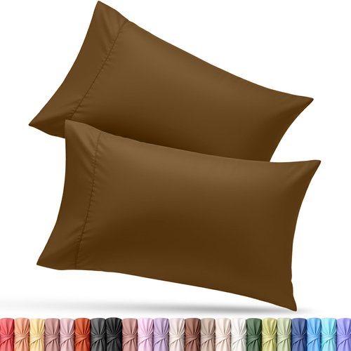 Utopia Bedding Standard Pillow Cases - 2 Pack - Envelope Closure - Soft Brushed Microfiber Fabric - Shrinkage and Fade Resistant Pillow Covers Standard Size 20 X 26 Inches (Standard, Mocha)