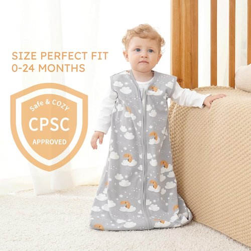 Yoofoss Baby Sleep Sack 12-18 Months Wearable Blanket for Babies 100% Organic Cotton 2-Way Zipper TOG 0.5 Toddler Sleeping Sack 3 Pack, Comfy Lightweight Sleep Sacks
