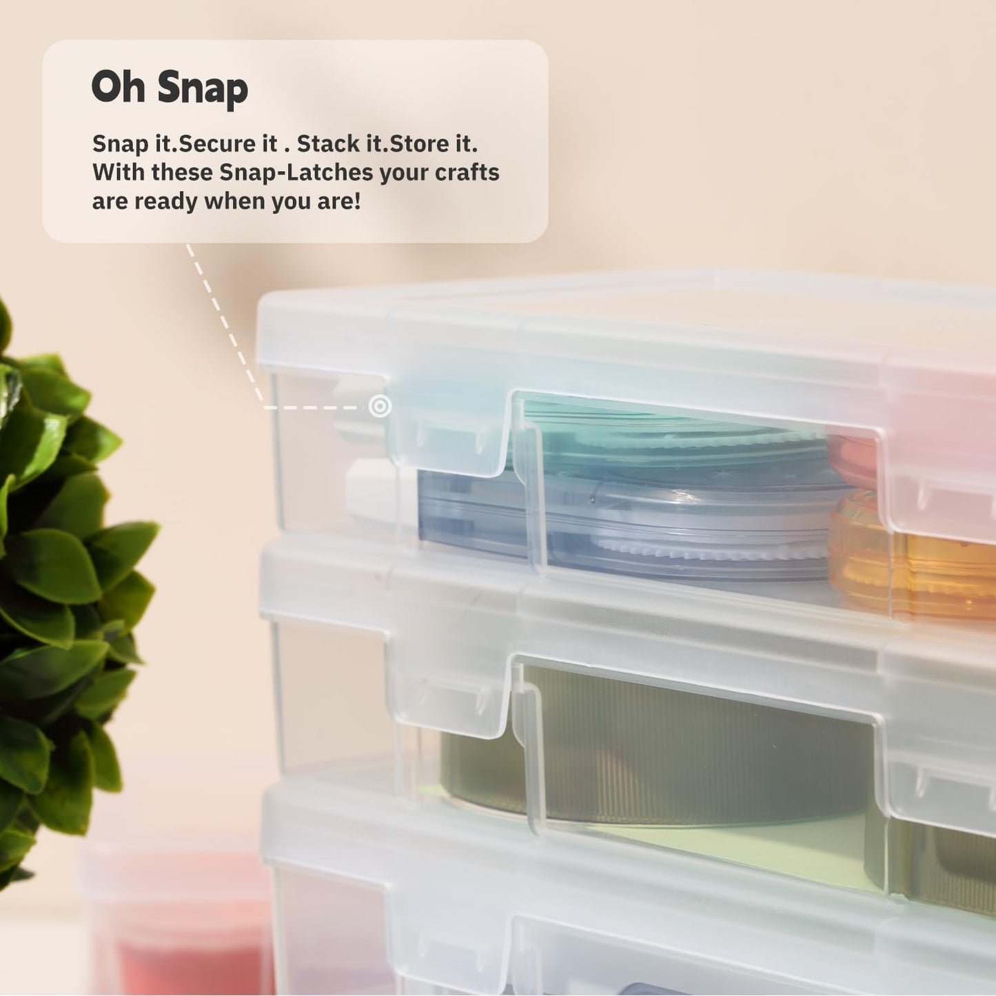 Novelinks Clear Storage Containers - Stackable Organizers with Lids for Crafts | 3 Small, 3 Medium, 3 Large