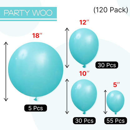 PartyWoo Teal Balloon Arch Kit - 120pcs in Various Sizes for Baby Showers, Gender Reveals & Birthdays