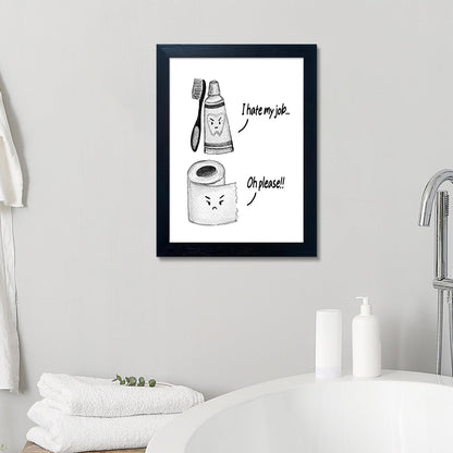 Regine Switzerland Kids Bathroom Decor - Cute Framed Canvas Wall Art | Modern Black and White Design