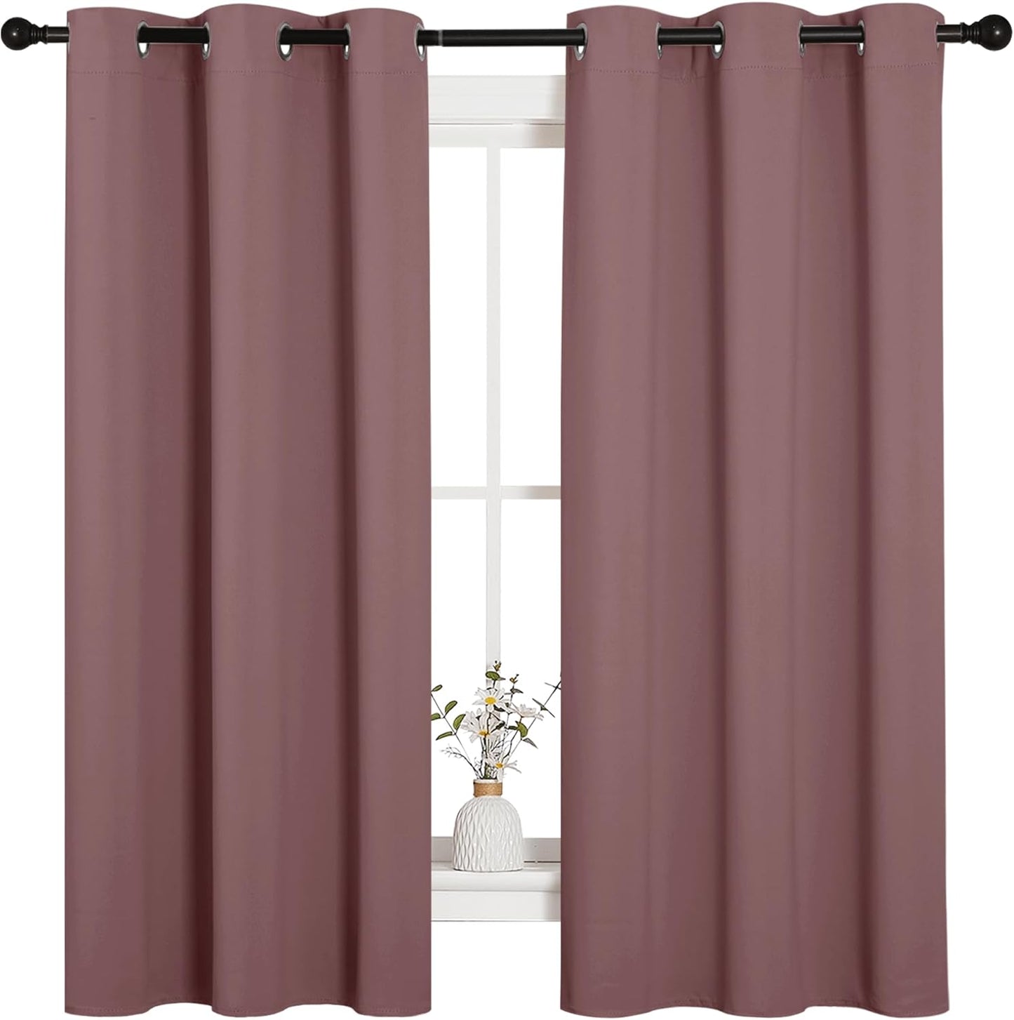 NICETOWN Room Darkening Curtains - Thermal Insulated Drapes for Bedroom | Dusty Bean Paste, 2 Panels, 42x63