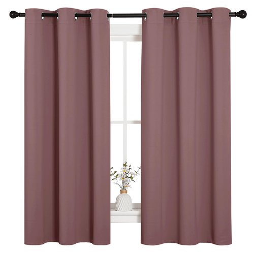 NICETOWN Room Darkening Curtains Drapes for Daughter's Bedroom, Window Treatment Thermal Insulated Grommet for Living Room (Dusty Bean Paste, 2 Panels, 42 by 63)