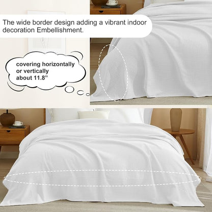 Queen Cotton Blend Jersey Knit Quilted Blanket - White, 90x90 Inches